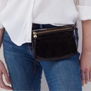 HOBO Black Leather Clutch Wristlet/ Fanny / and cross body
